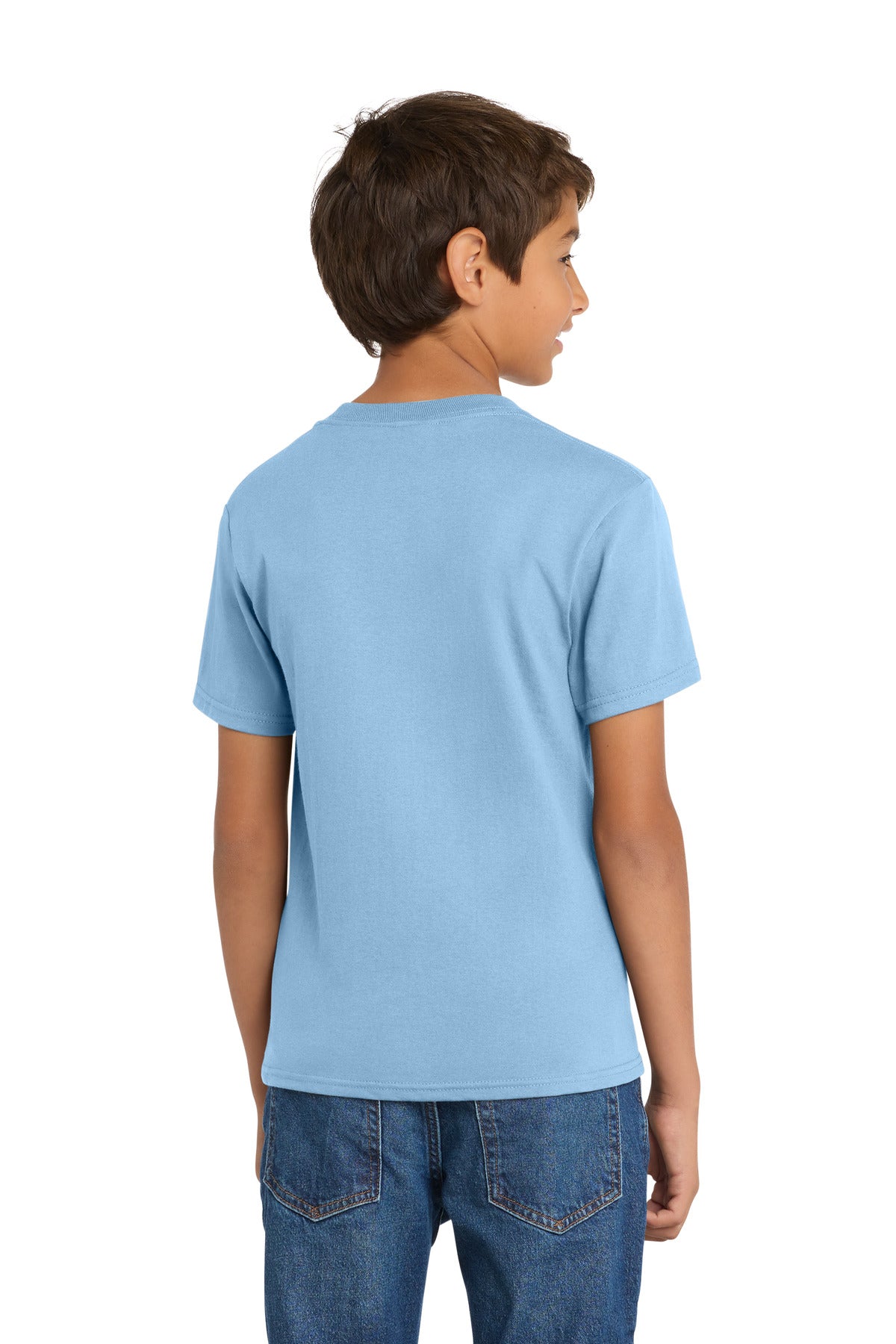 Custom Embroidered Port & Co T-Shirts  in Light Blue