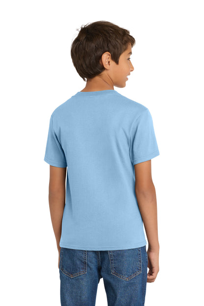 Custom Embroidered Port & Co T-Shirts  in Light Blue