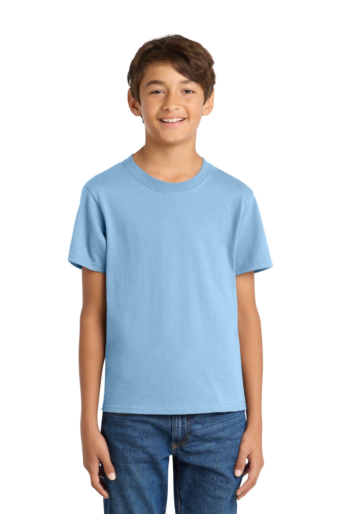 Custom Embroidered Port & Co T-Shirts  in Light Blue