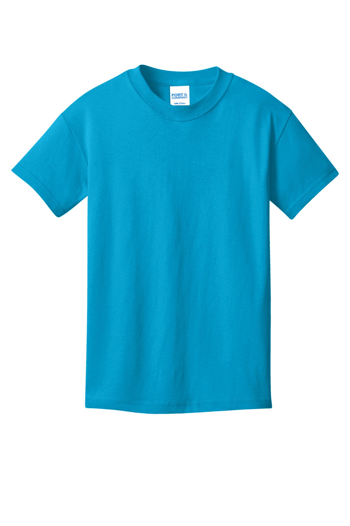 Custom Embroidered Port & Co T-Shirts  in Neon Blue