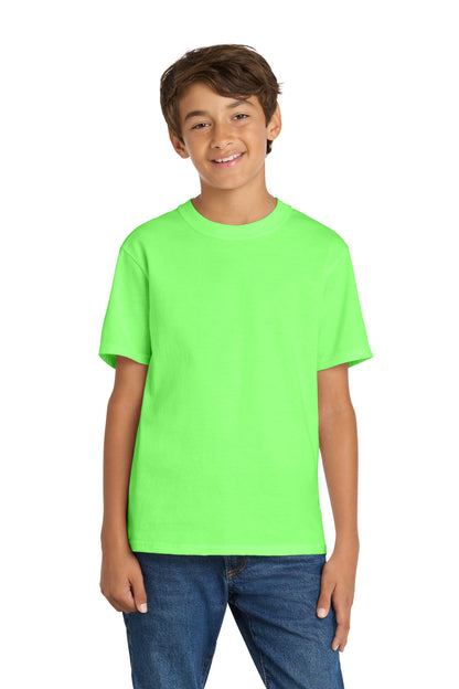 Custom Embroidered Port & Co T-Shirts  in Neon Green