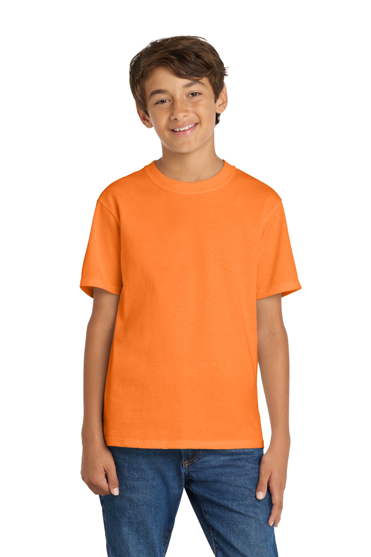 Custom Embroidered Port & Co T-Shirts  in Neon Orange
