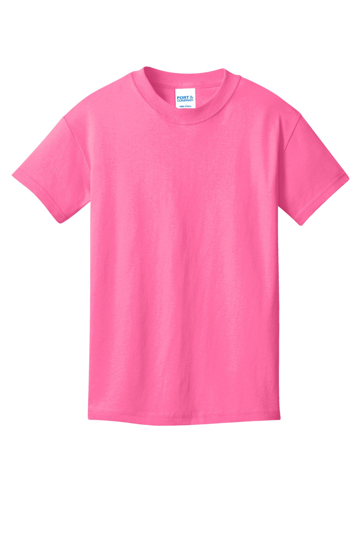 Custom Embroidered Port & Co T-Shirts  in Neon Pink