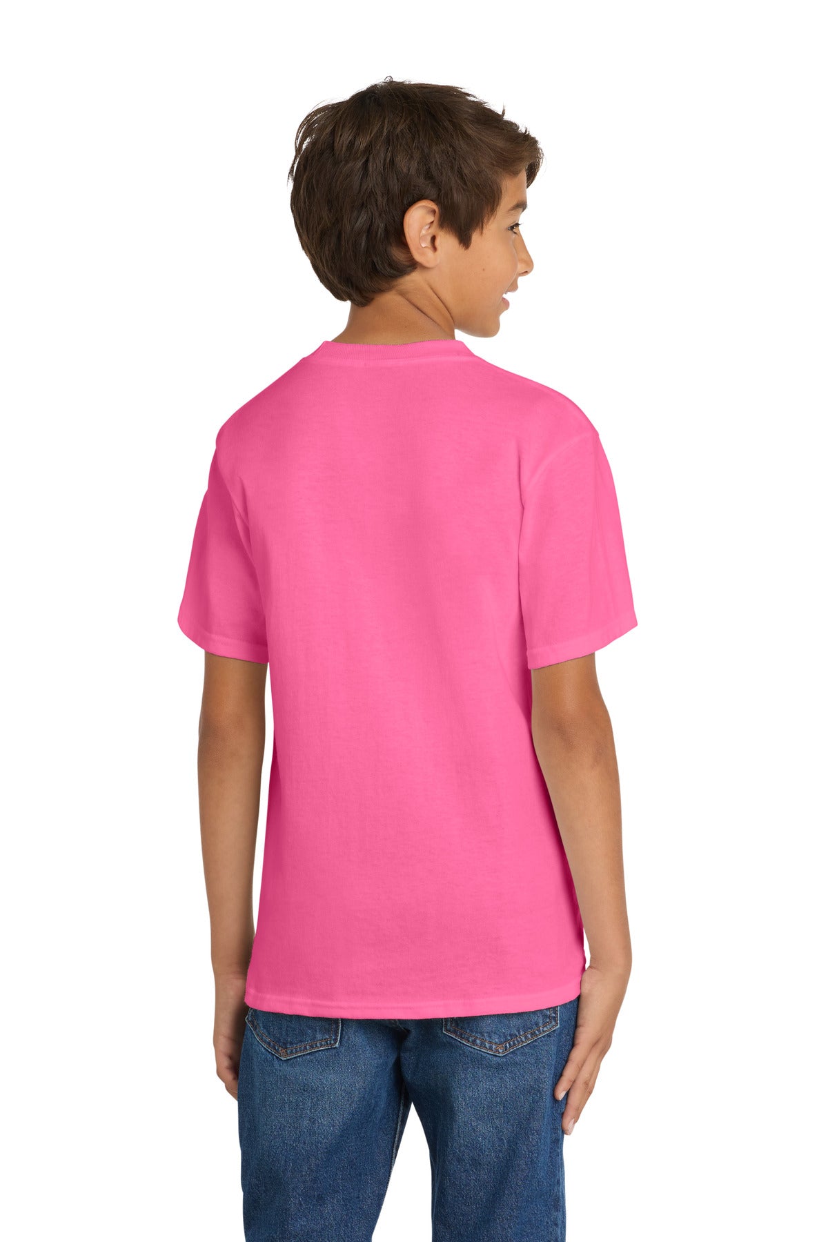 Custom Embroidered Port & Co T-Shirts  in Neon Pink