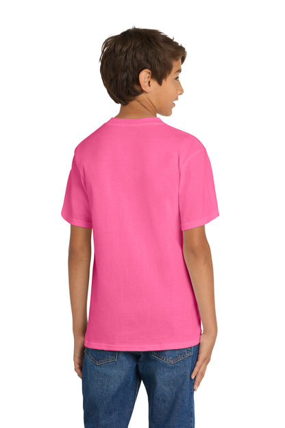 Custom Embroidered Port & Co T-Shirts  in Neon Pink