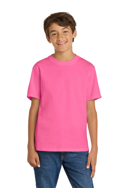 Custom Embroidered Port & Co T-Shirts  in Neon Pink