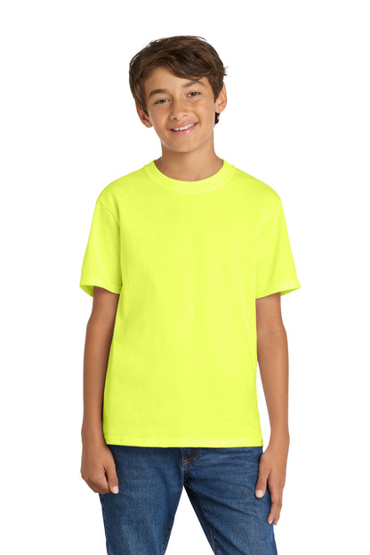 Custom Embroidered Port & Co T-Shirts  in Neon Yellow