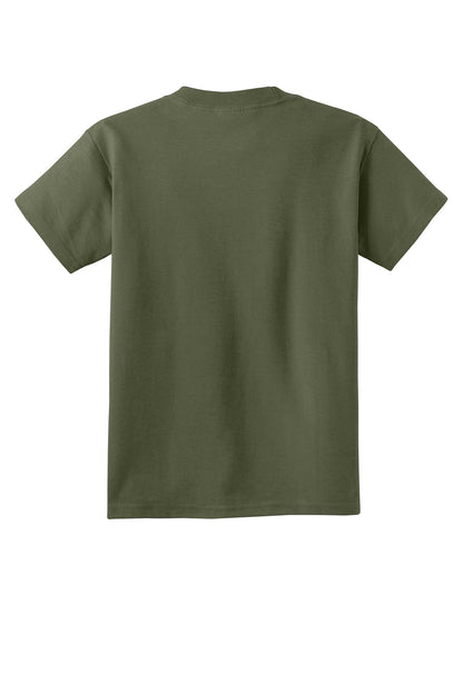 Custom Embroidered Port & Co T-Shirts  in Olive Drab Green