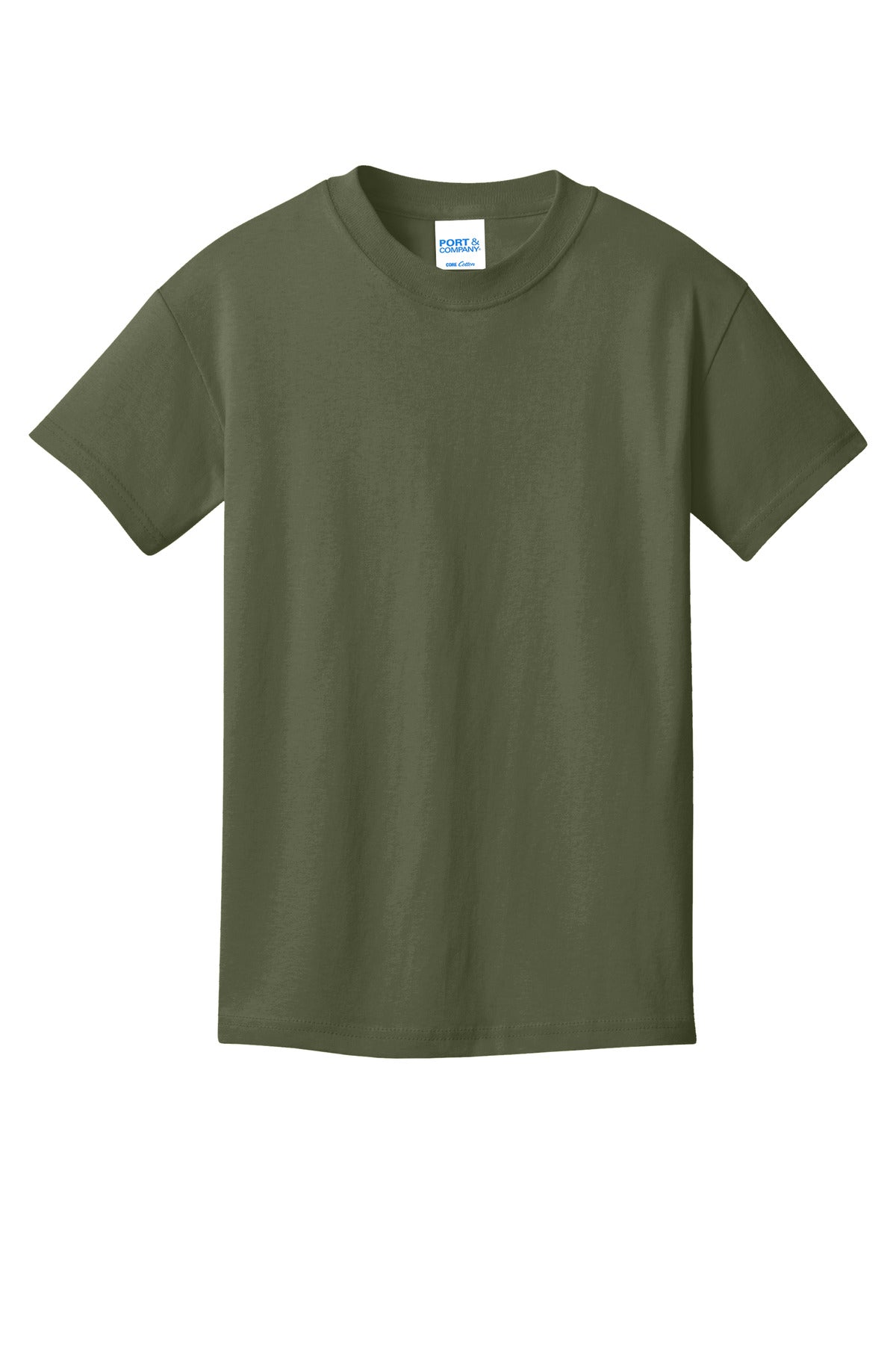 Custom Embroidered Port & Co T-Shirts  in Olive Drab Green