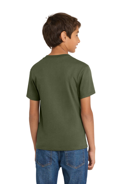 Custom Embroidered Port & Co T-Shirts  in Olive Drab Green