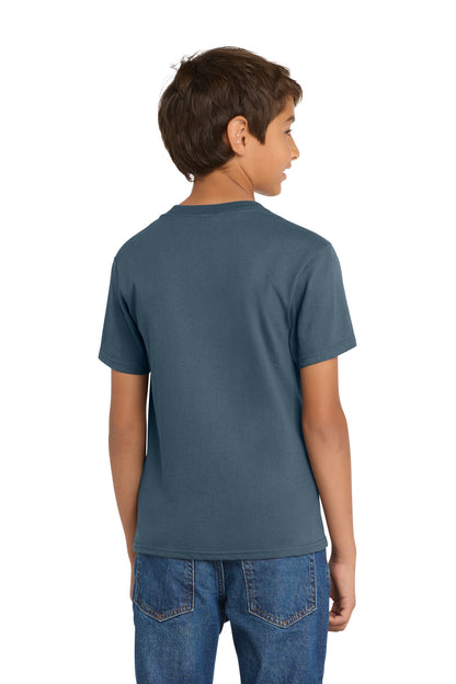 Custom Embroidered Port & Co T-Shirts  in Steel Blue