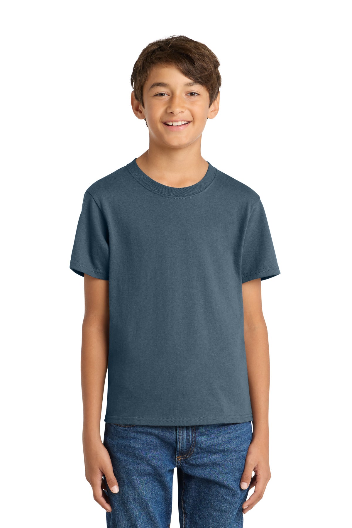 Custom Embroidered Port & Co T-Shirts  in Steel Blue
