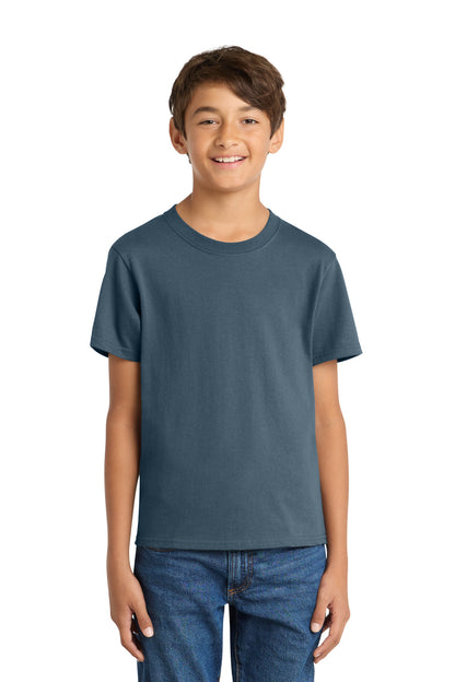 Custom Embroidered Port & Co T-Shirts  in Steel Blue