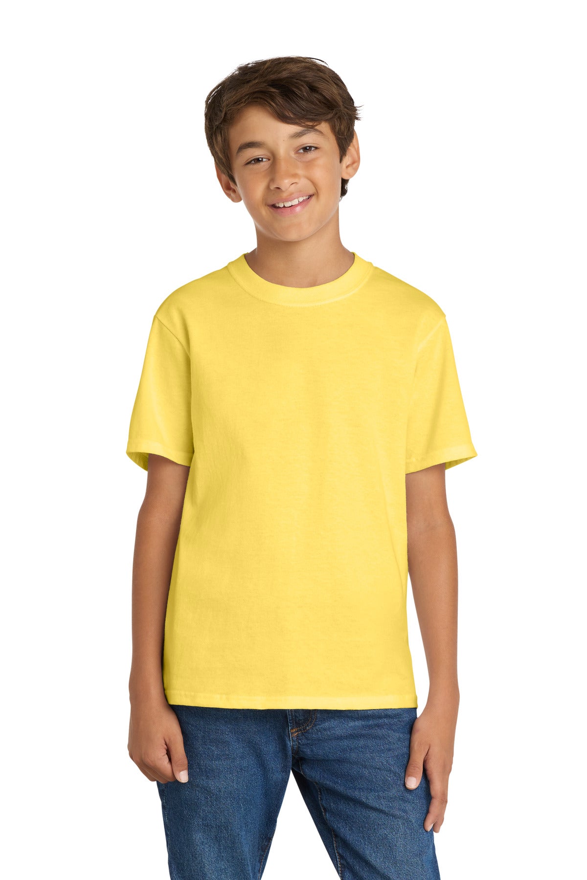 Custom Embroidered Port & Co T-Shirts  in Yellow