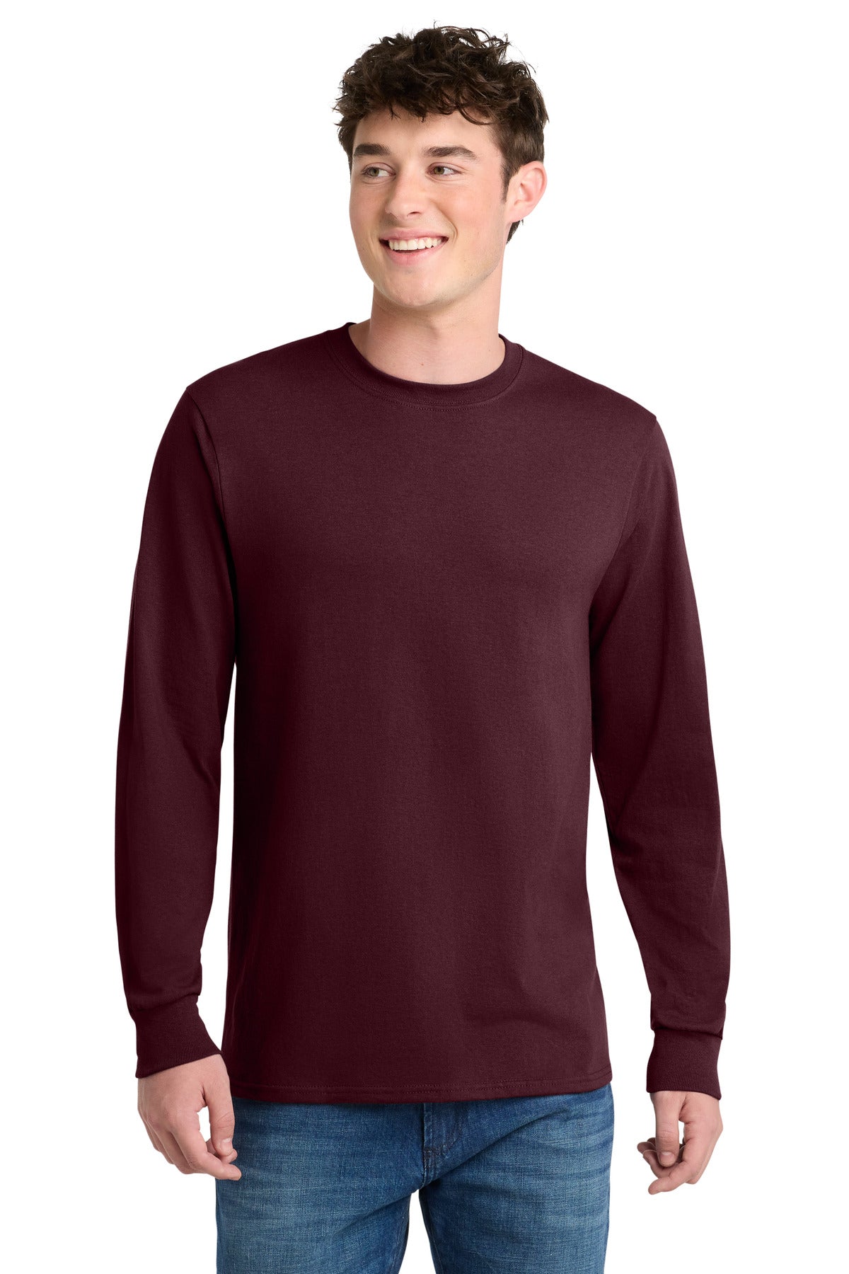 Custom Embroidered Port & Co T-Shirts  in Athletic Maroon