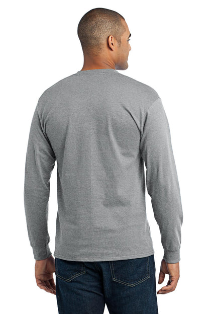 Custom Embroidered Port & Company Tall Long Sleeve Core Blend Tee. PC55LST,Athletic Heather