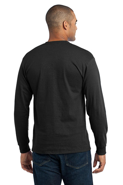 Custom Embroidered Port & Company Tall Long Sleeve Core Blend Tee. PC55LST,Jet Black