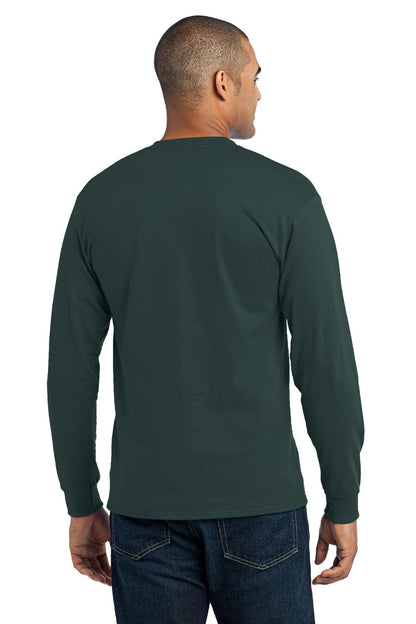 Custom Embroidered Port & Company Tall Long Sleeve Core Blend Tee. PC55LST,Dark Green