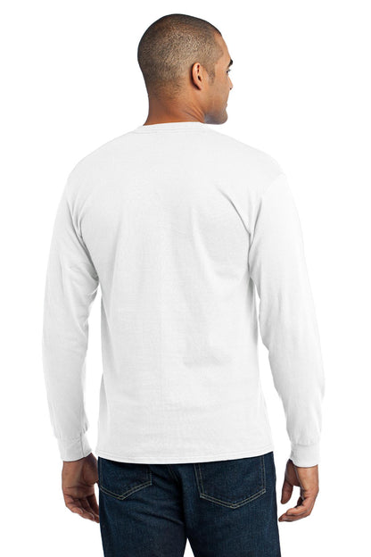 Custom Embroidered Port & Company Tall Long Sleeve Core Blend Tee. PC55LST,White