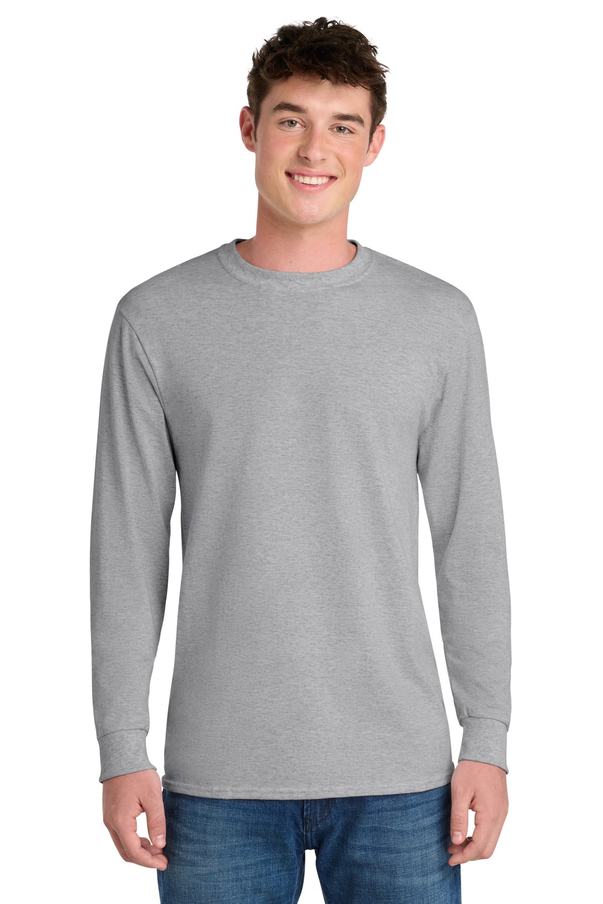 Custom Embroidered Port & Co T-Shirts  in Ash