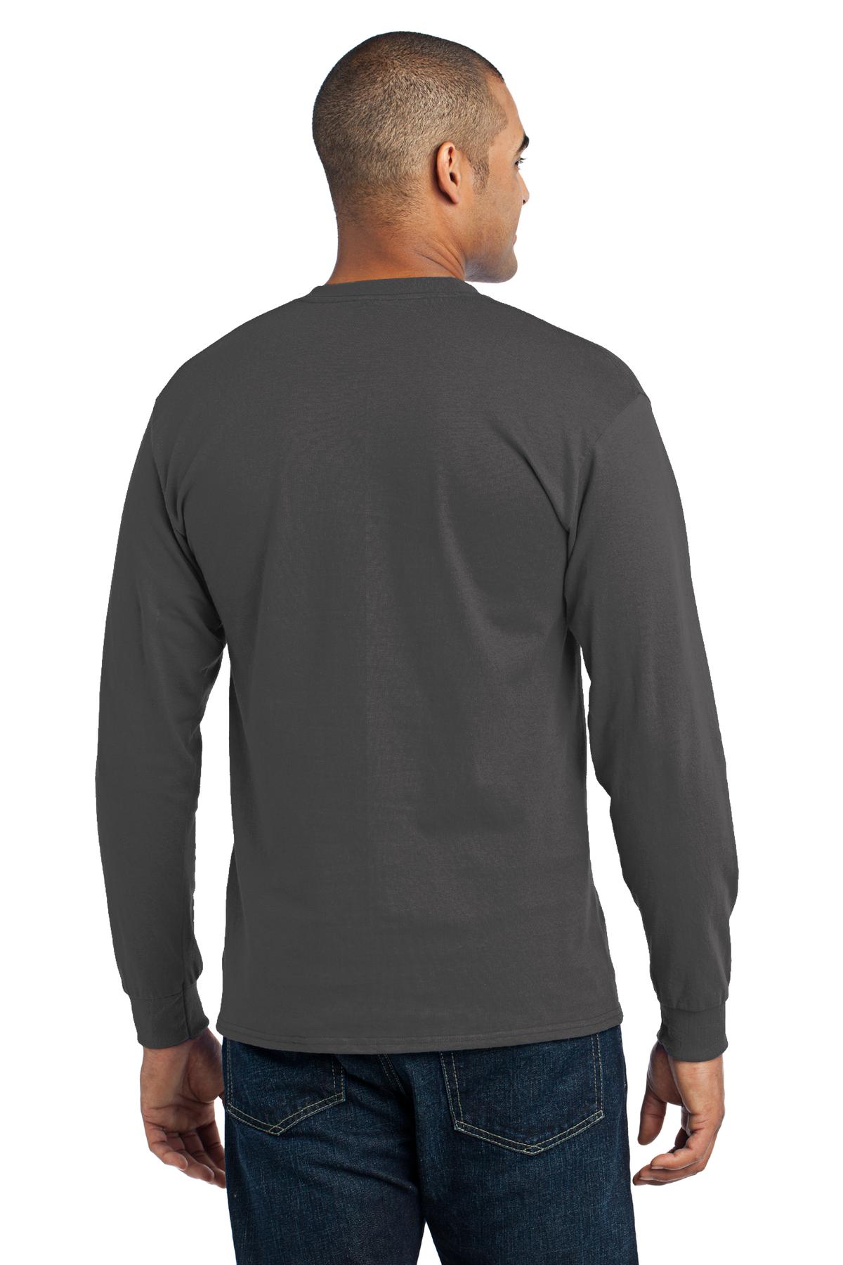 Custom Embroidered Port & Company - Long Sleeve Core Blend Tee. PC55LS,Charcoal
