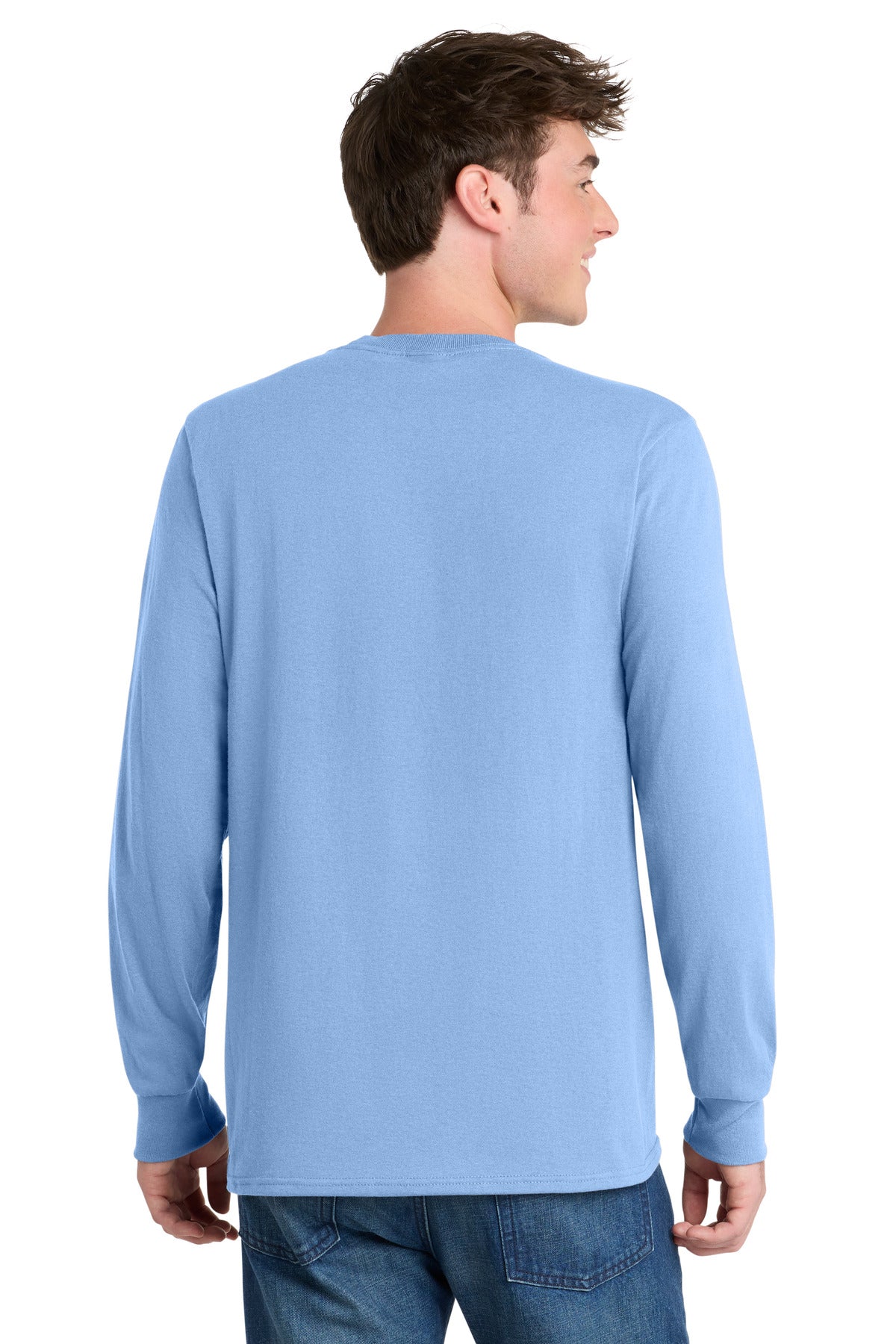 Custom Embroidered Port & Co T-Shirts  in Light Blue