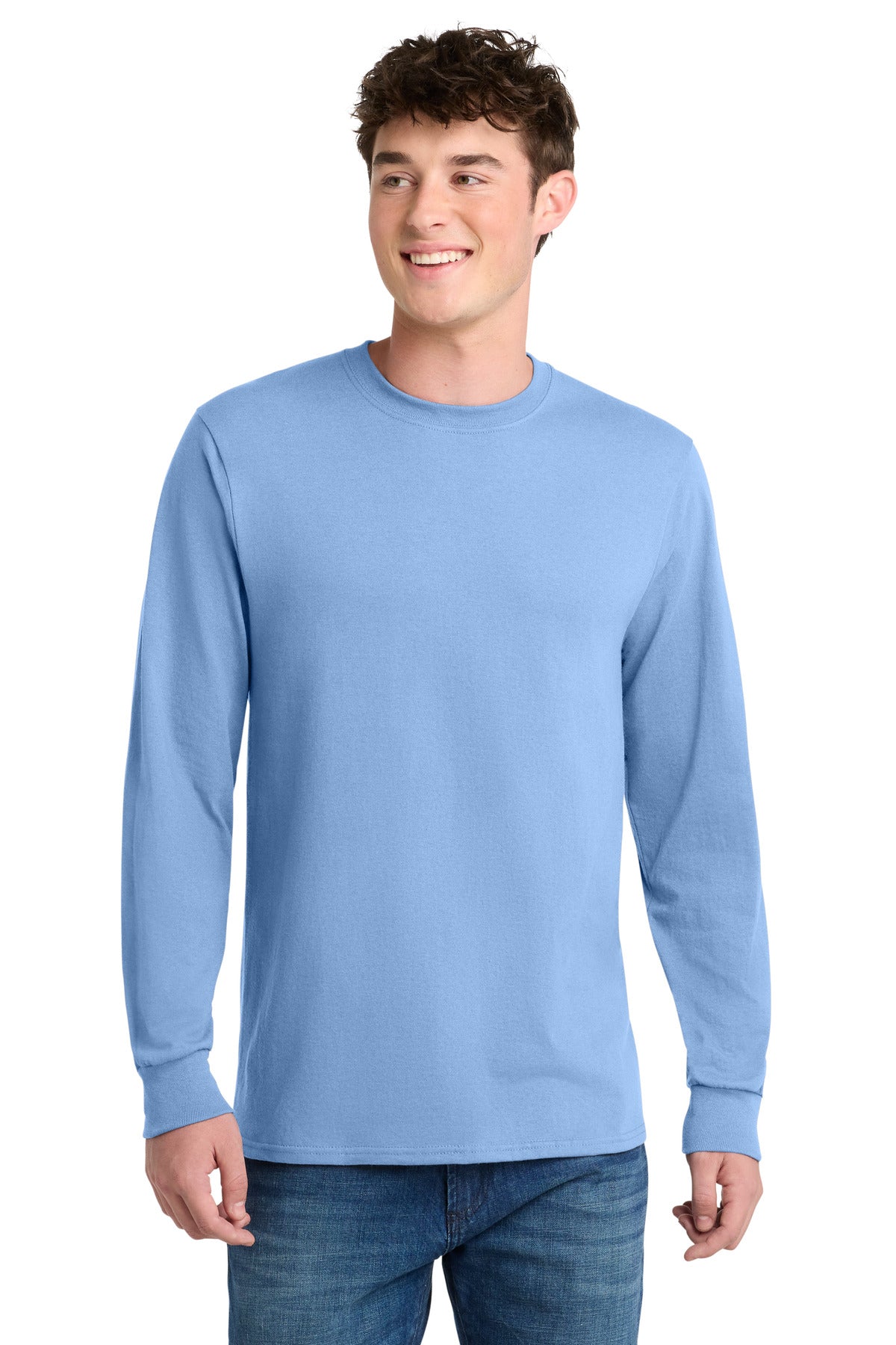Custom Embroidered Port & Co T-Shirts  in Light Blue