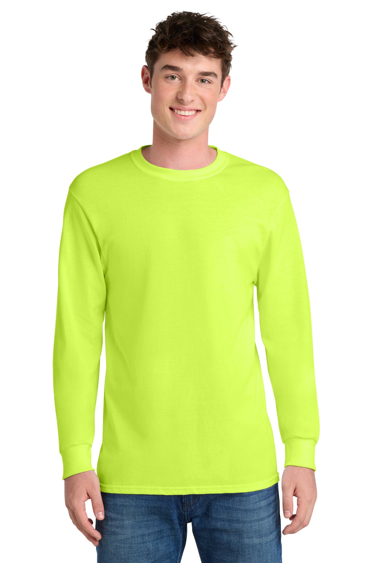 Custom Embroidered Port & Co T-Shirts  in Safety Green
