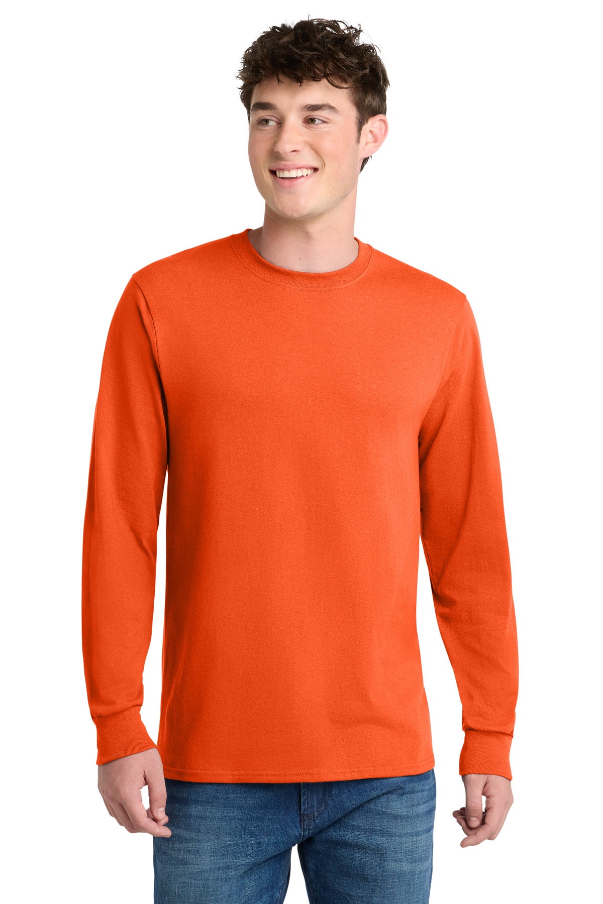 Custom Embroidered Port & Co T-Shirts  in Safety Orange