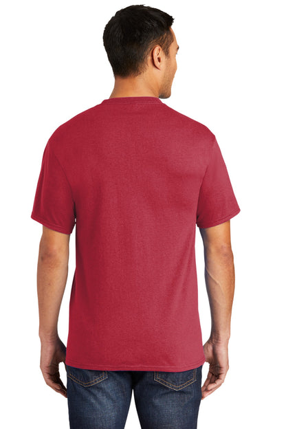 Custom Embroidered Port & Company Tall Core Blend Pocket Tee. PC55PT,Red