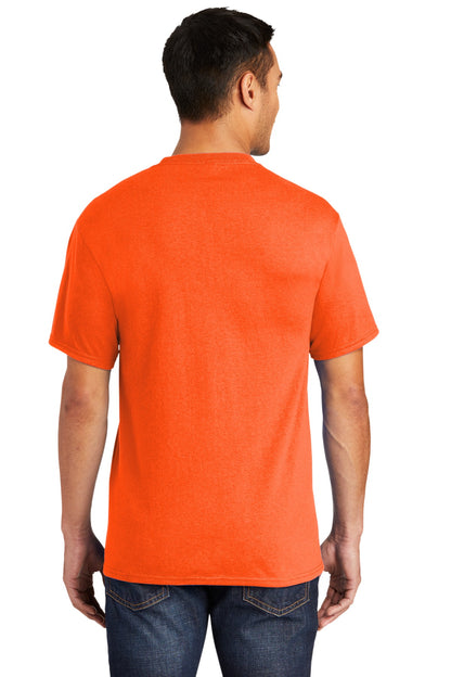 Custom Embroidered Port & Company Tall Core Blend Pocket Tee. PC55PT,Safety Orange