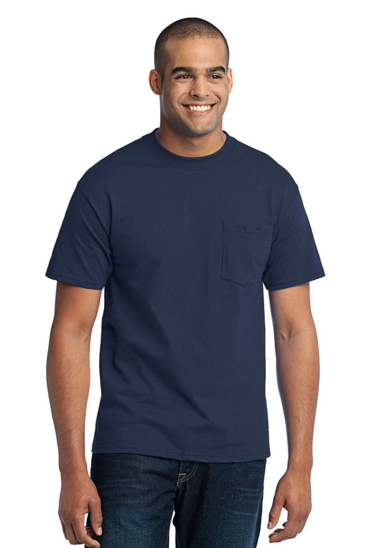 Port & Company - Core Blend Pocket Tee. PC55P Navy