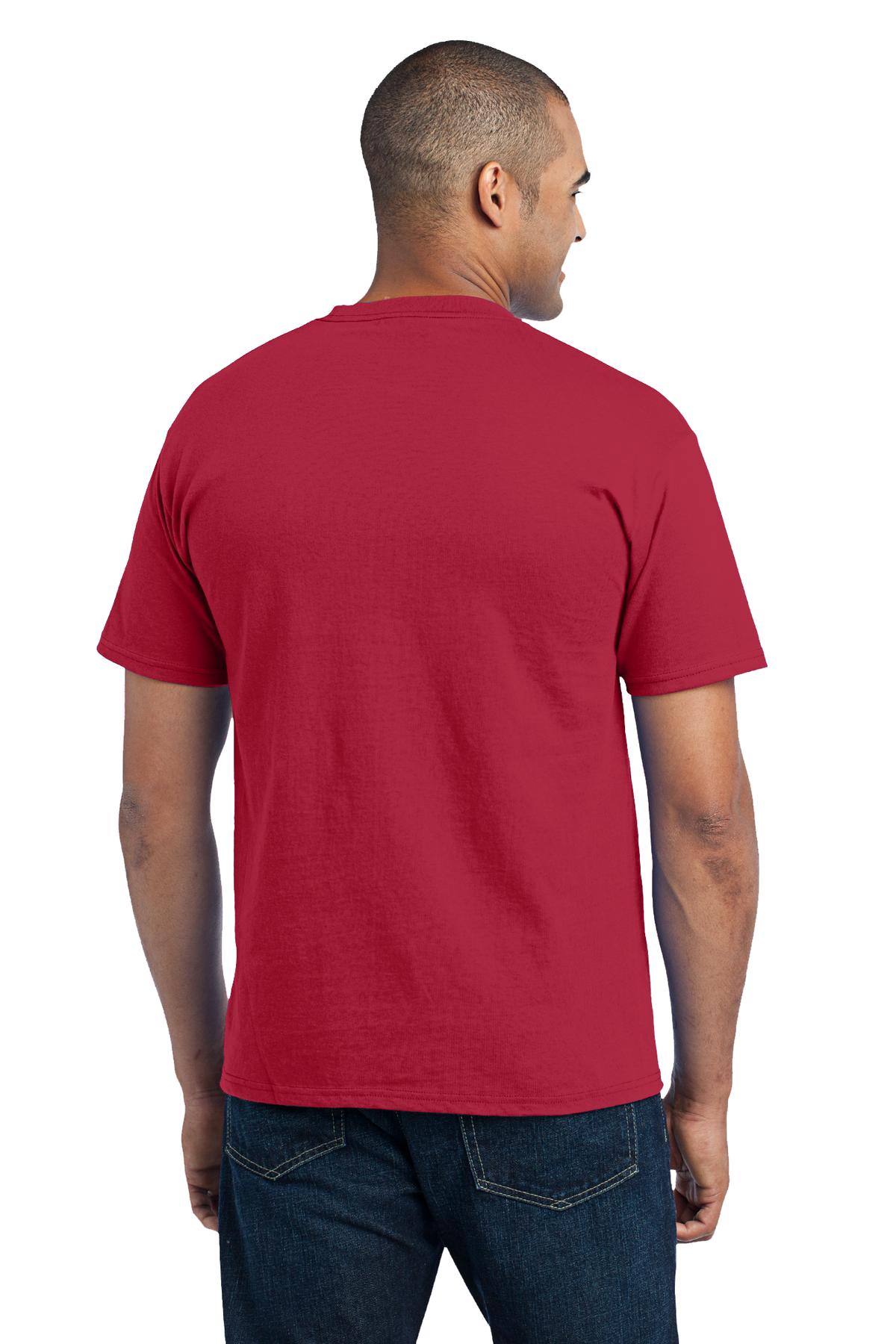 Custom Embroidered Port & Company - Core Blend Pocket Tee. PC55P,Red