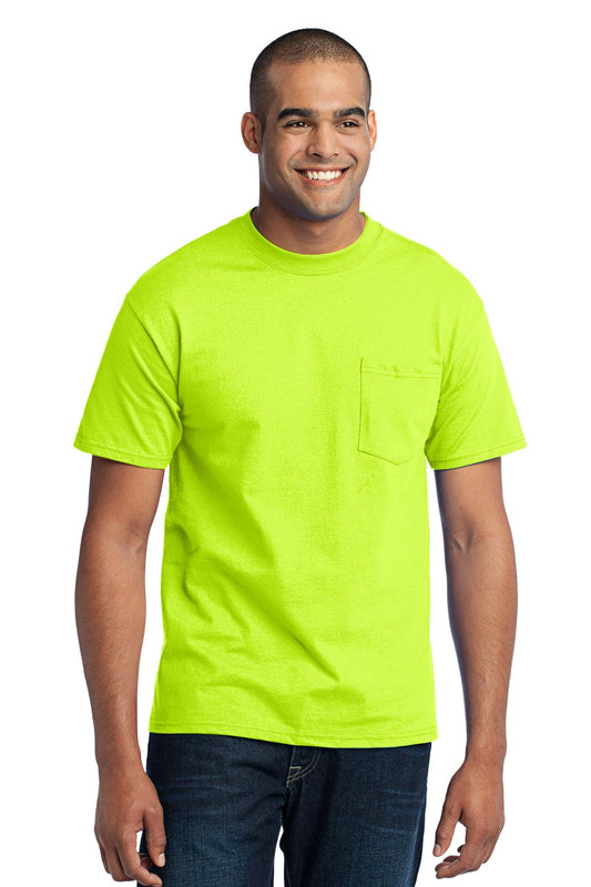 Port & Company - Core Blend Pocket Tee. PC55P Safety Green