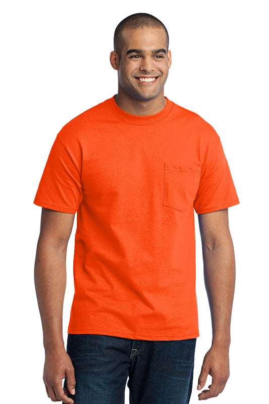 Port & Company - Core Blend Pocket Tee. PC55P Safety Orange