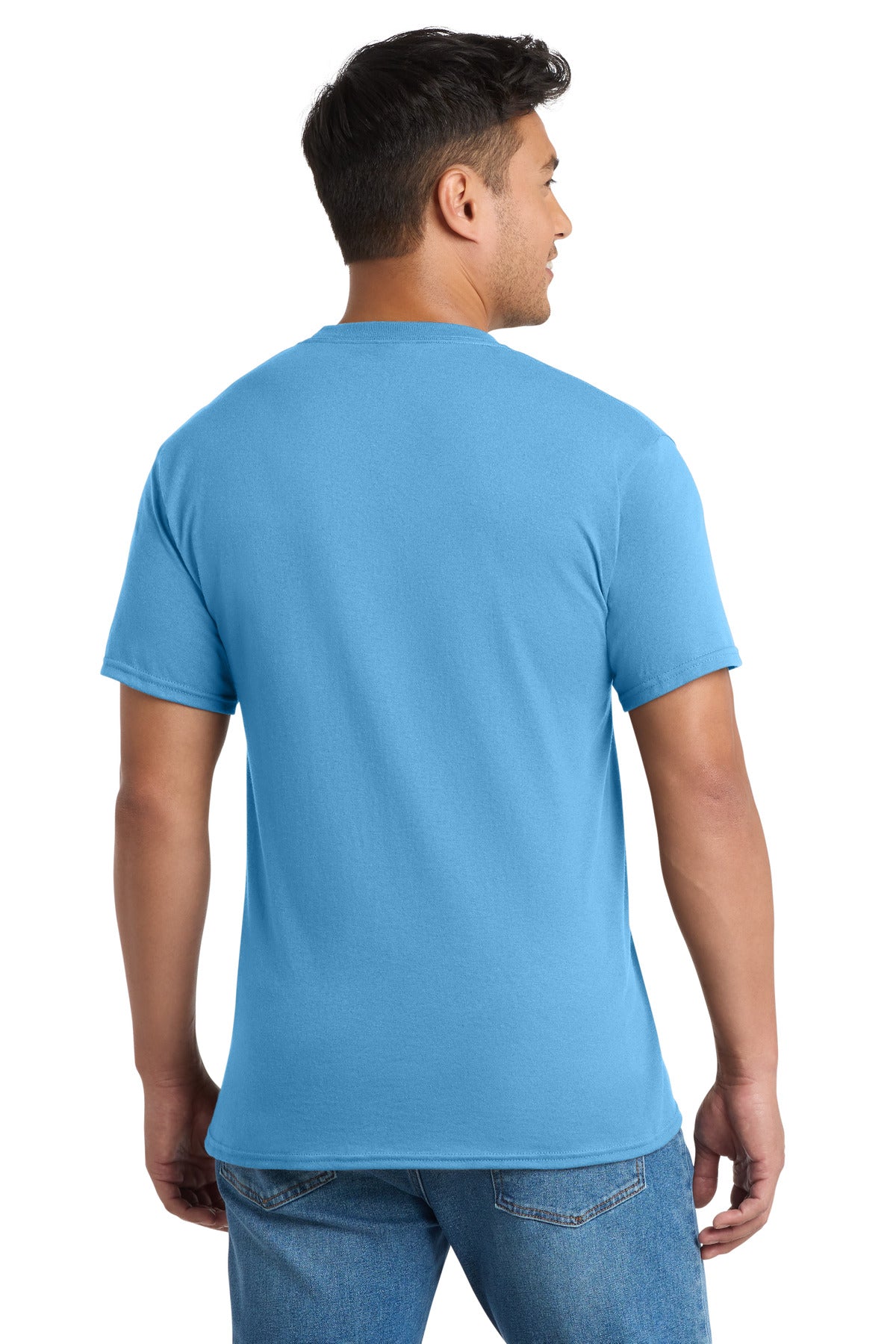 Custom Embroidered Port & Co T-Shirts  in Aquatic Blue