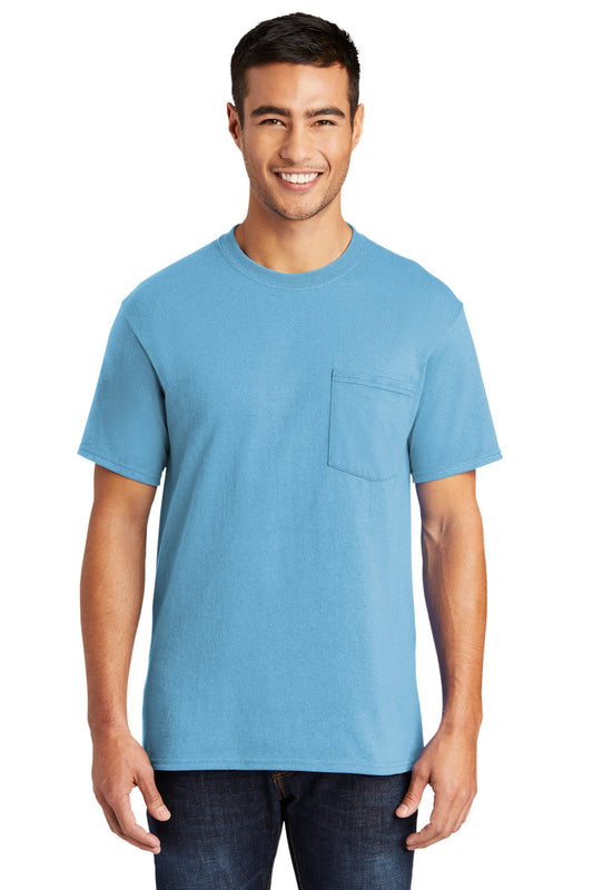Port & Company - Core Blend Pocket Tee. PC55P Aquatic Blue
