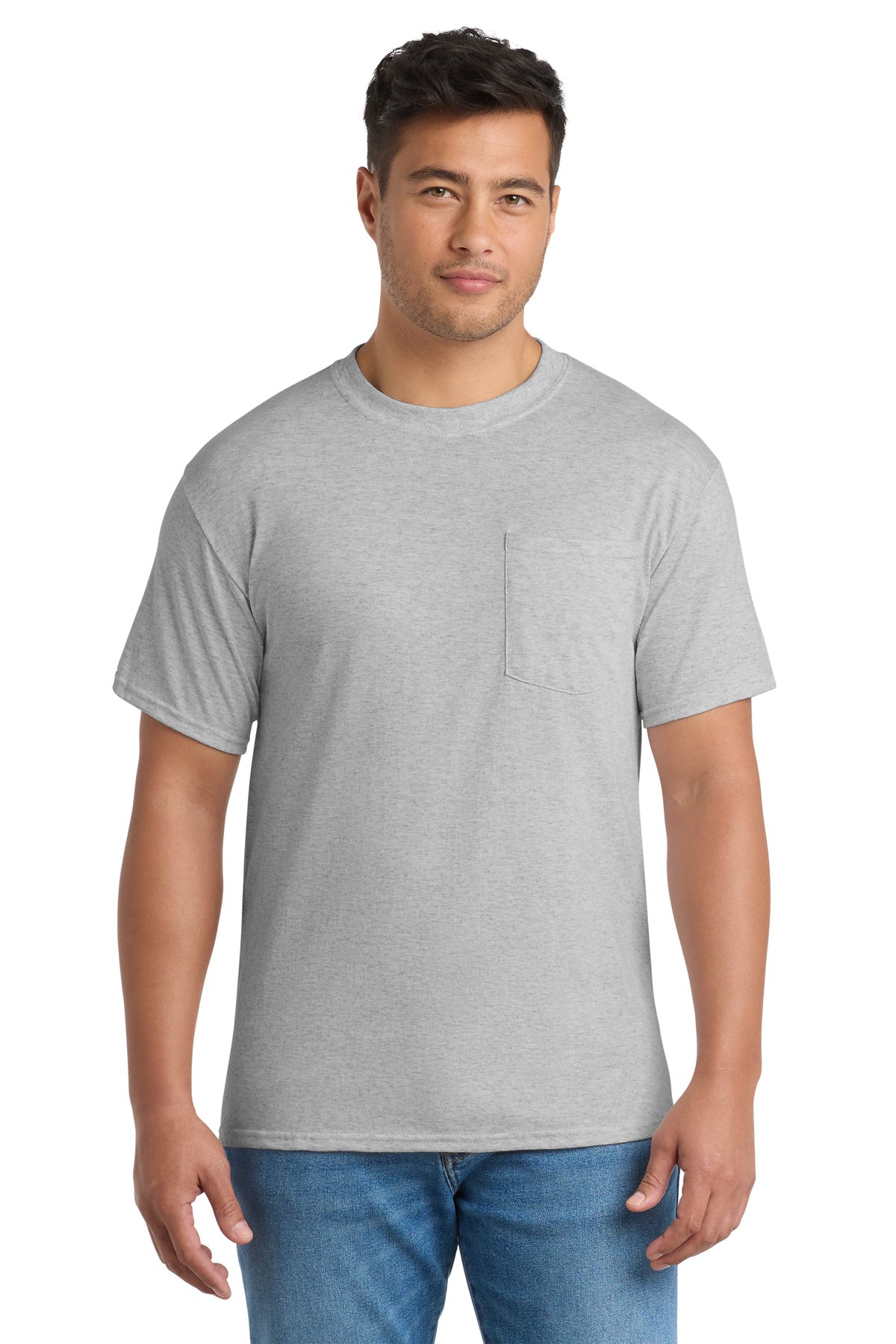 Custom Embroidered Port & Co T-Shirts  in Ash