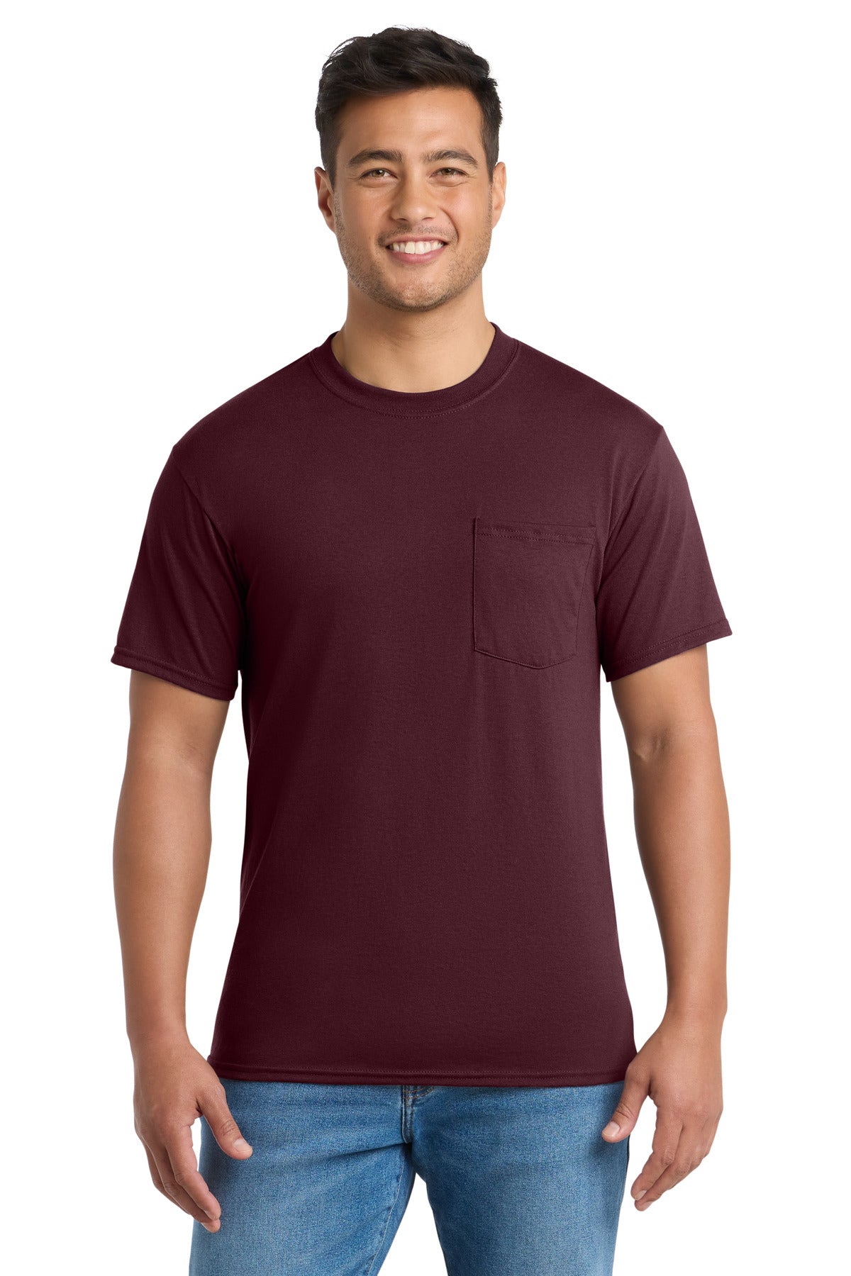 Custom Embroidered Port & Co T-Shirts  in Athletic Maroon