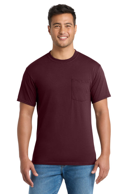 Custom Embroidered Port & Co T-Shirts  in Athletic Maroon