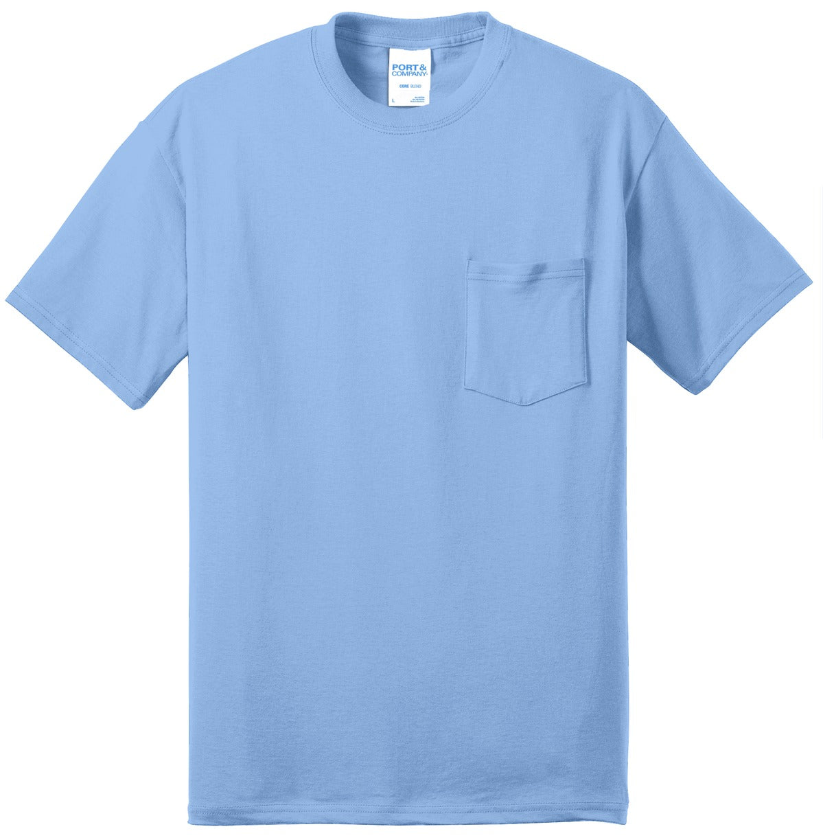 Custom Embroidered Port & Co T-Shirts  in Light Blue