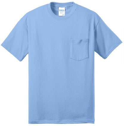 Custom Embroidered Port & Co T-Shirts  in Light Blue