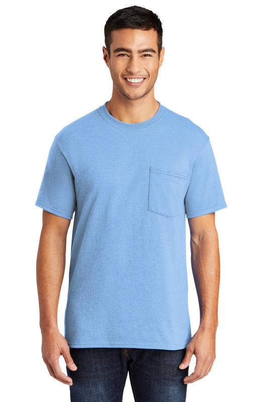 Port & Company - Core Blend Pocket Tee. PC55P Light Blue