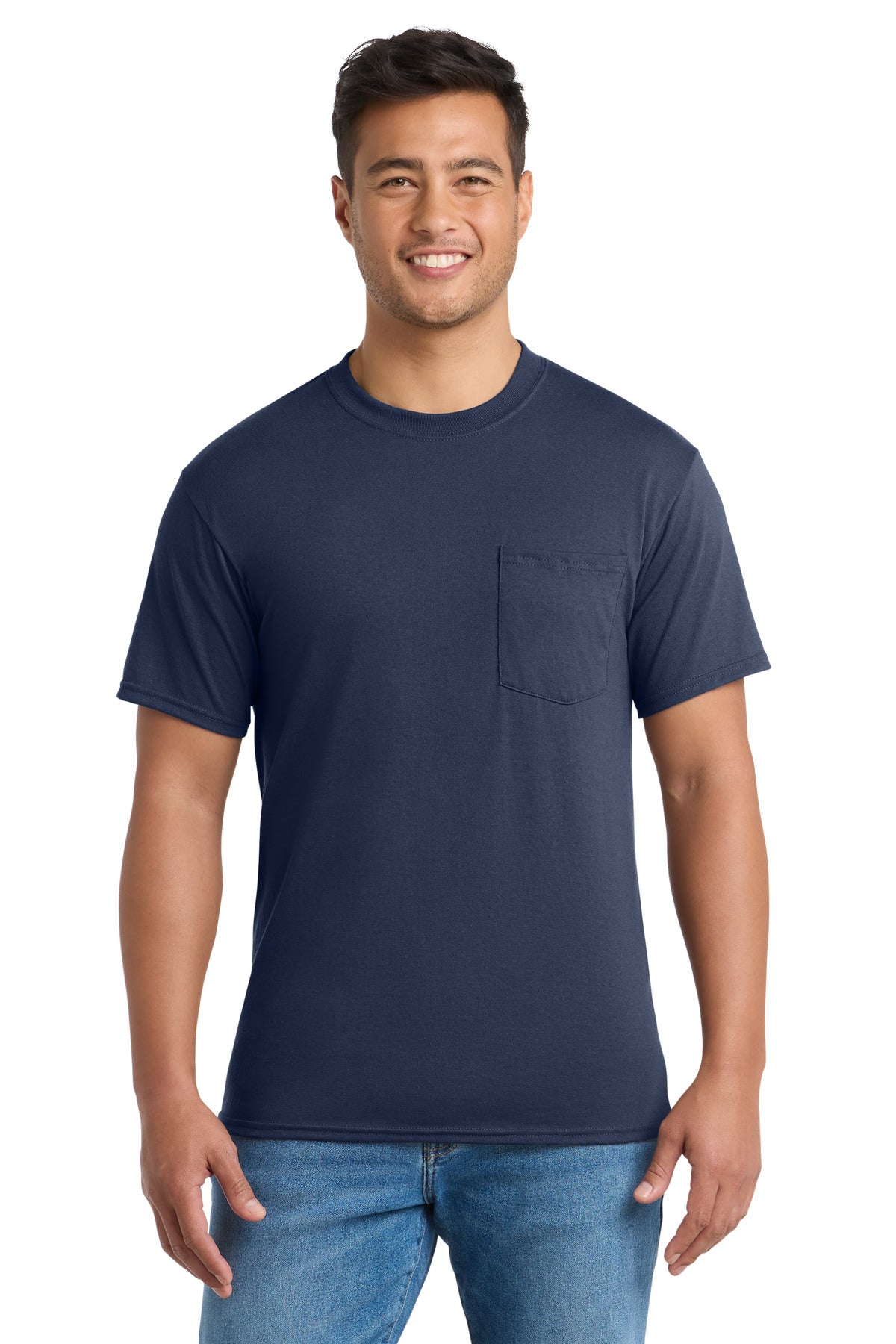 Custom Embroidered Port & Co T-Shirts  in Navy