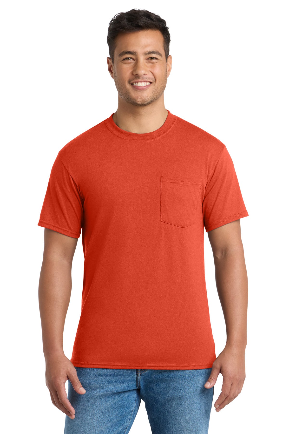 Custom Embroidered Port & Co T-Shirts  in Orange