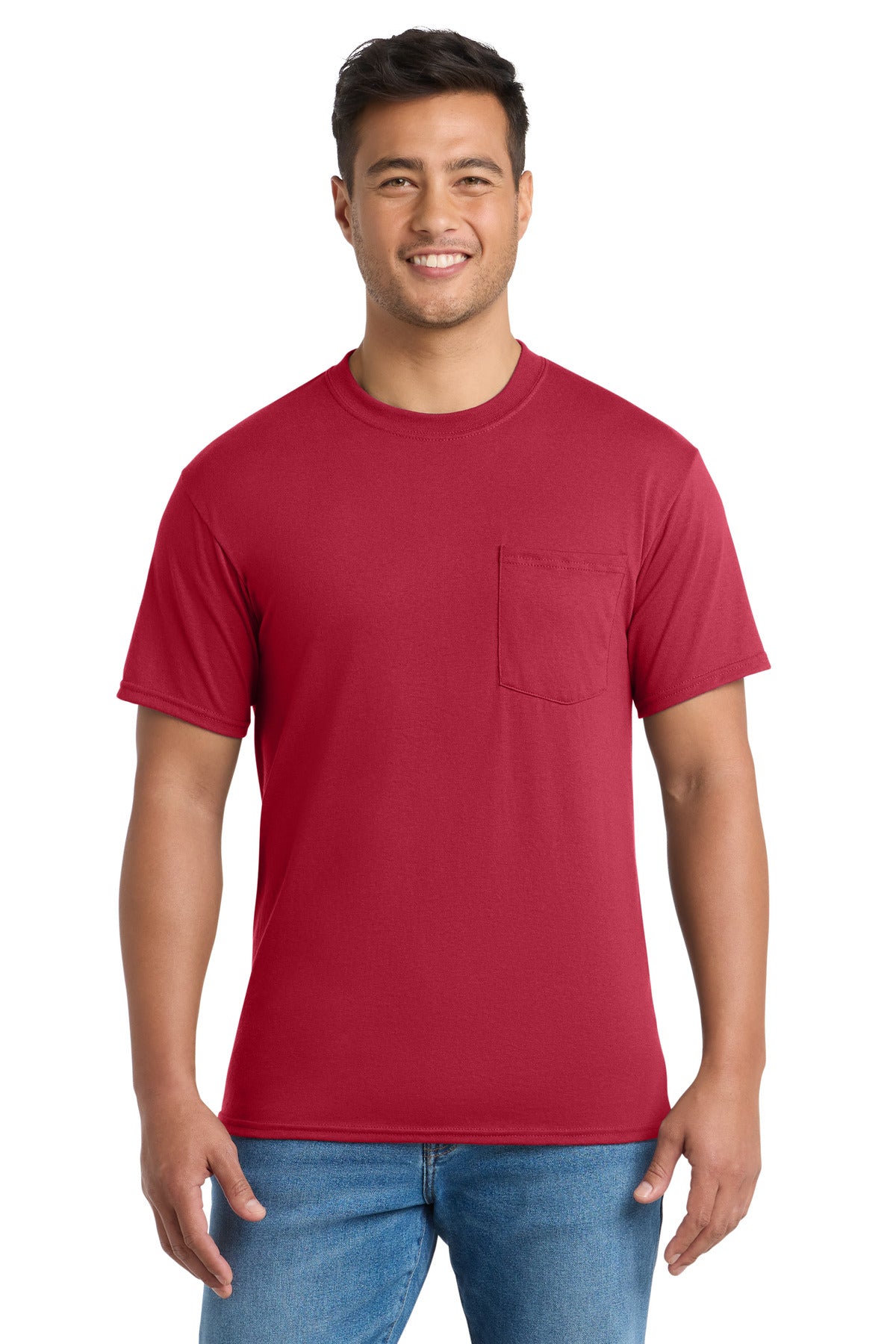 Custom Embroidered Port & Co T-Shirts  in Red