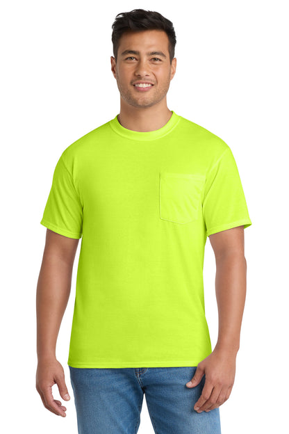 Custom Embroidered Port & Co T-Shirts  in Safety Green