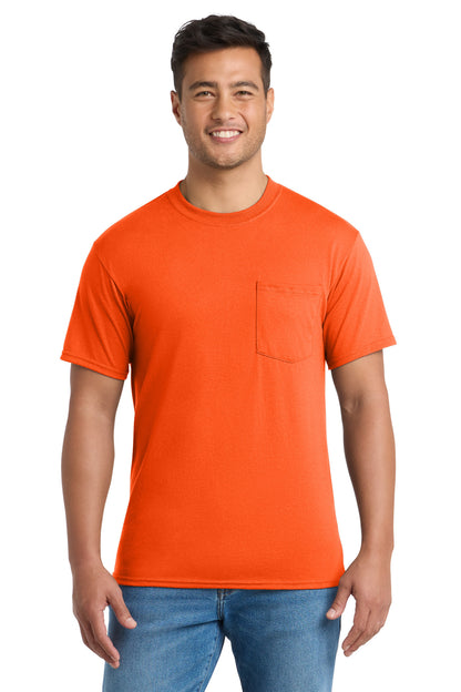 Custom Embroidered Port & Co T-Shirts  in Safety Orange