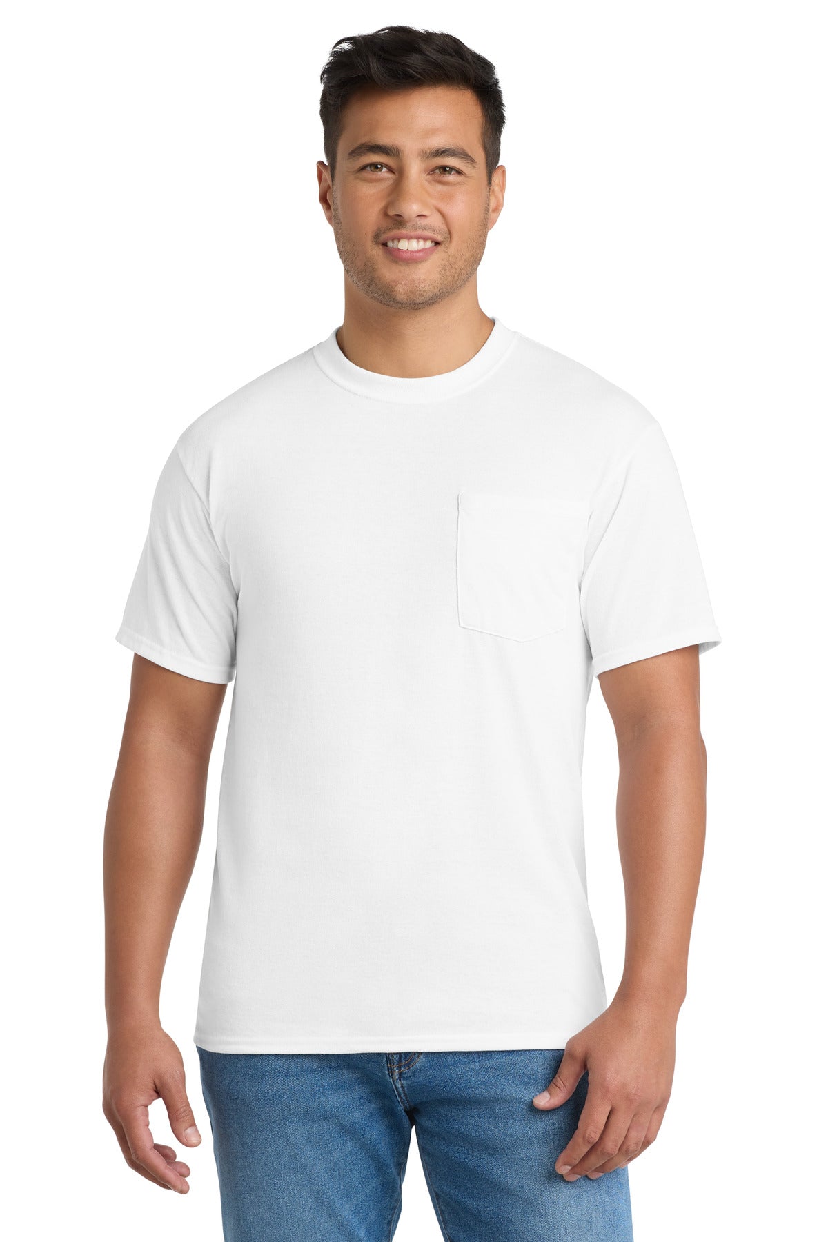 Custom Embroidered Port & Co T-Shirts  in White
