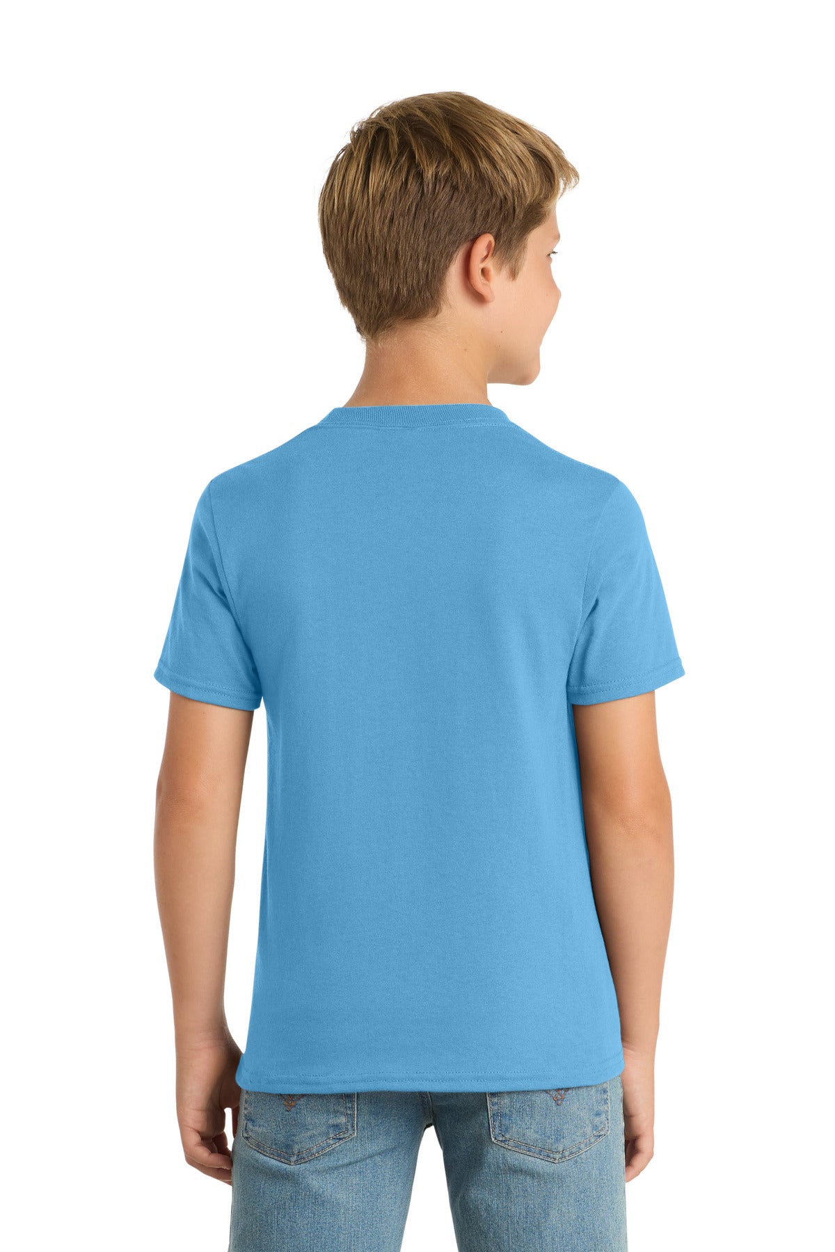 Custom Embroidered Port & Co T-Shirts  in Aquatic Blue